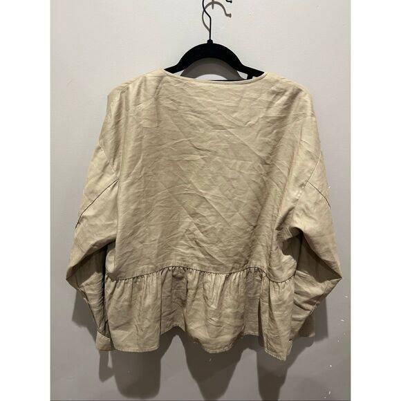 ZARA Viscose Blend Field Utility Jacket Open Front Peplum - Picture 7 of 7